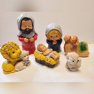 Vintage Handpainted Nativity Scene Figurine Set 1978